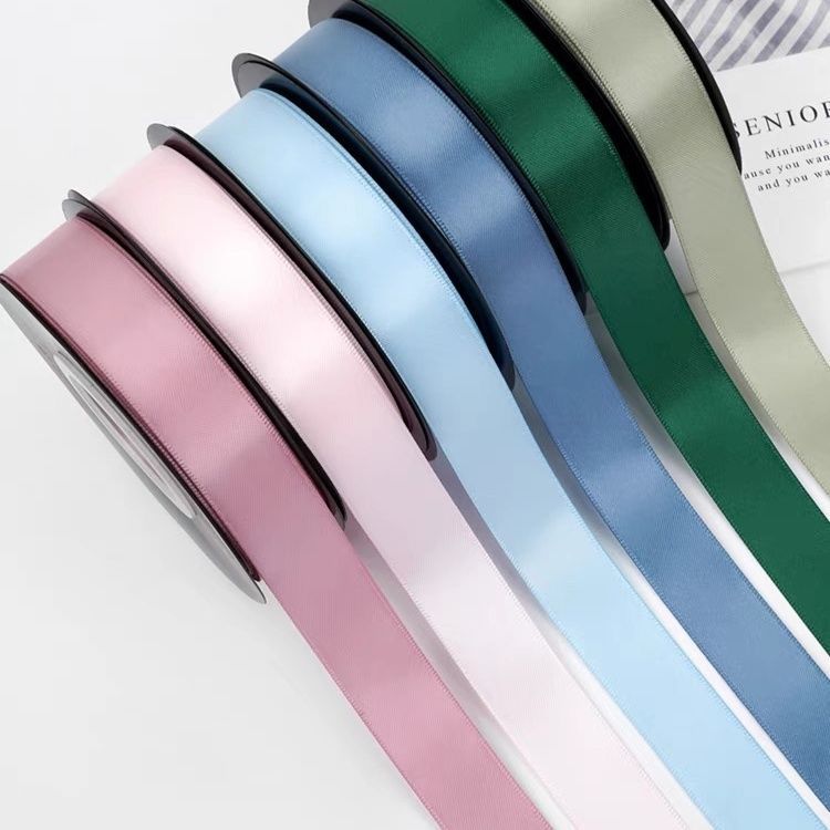 2.5厘米双面涤纶带发饰礼物盒丝带包装材料蛋糕绸带花束彩带加密