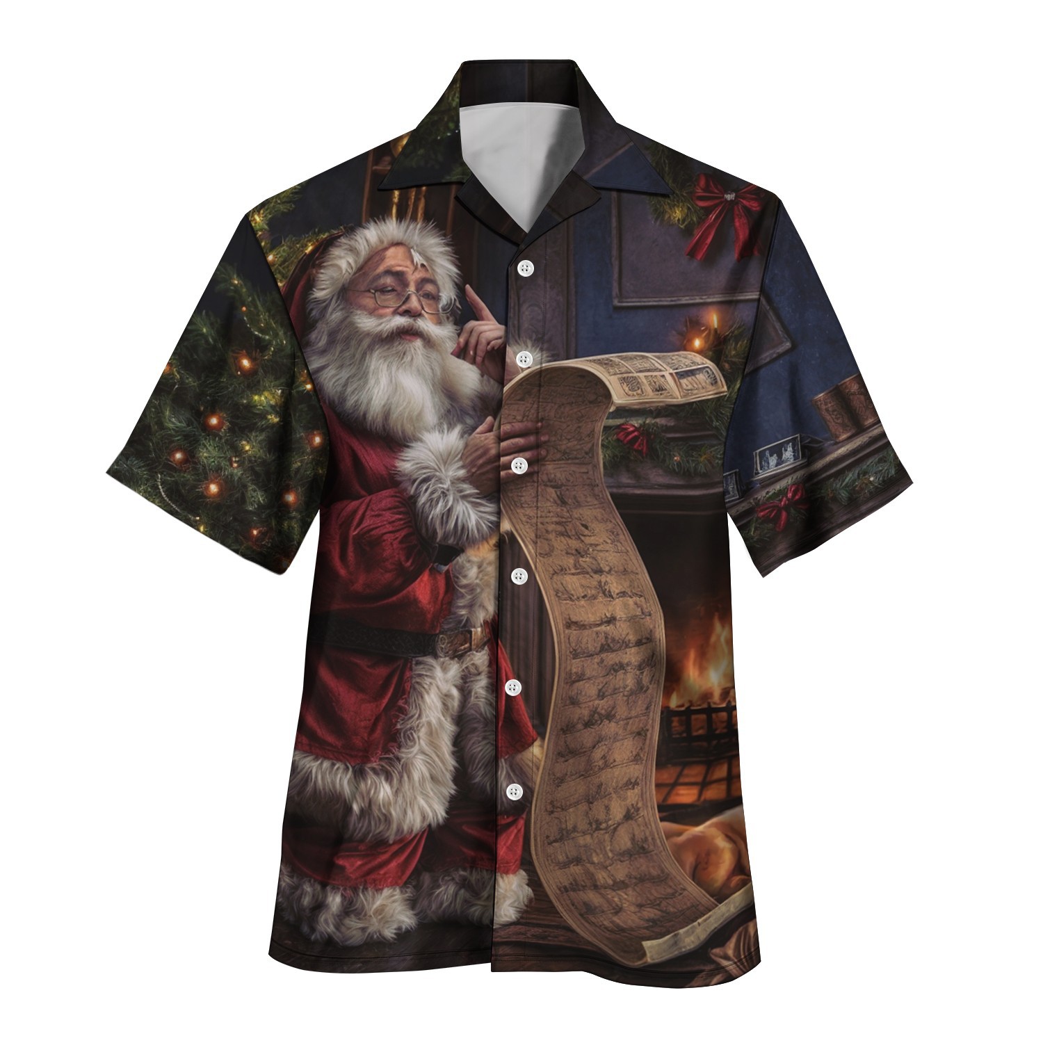 2024 otoño nuevo estilo personalidad colorido contraste color de un solo pecho cuello cubano estampado camisa de manga corta MB33