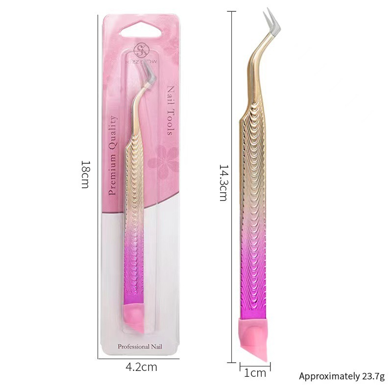 Pinzas multifuncionales de doble cabeza con varilla de silicona para herramienta de manicuría especial para injerto de pestañas