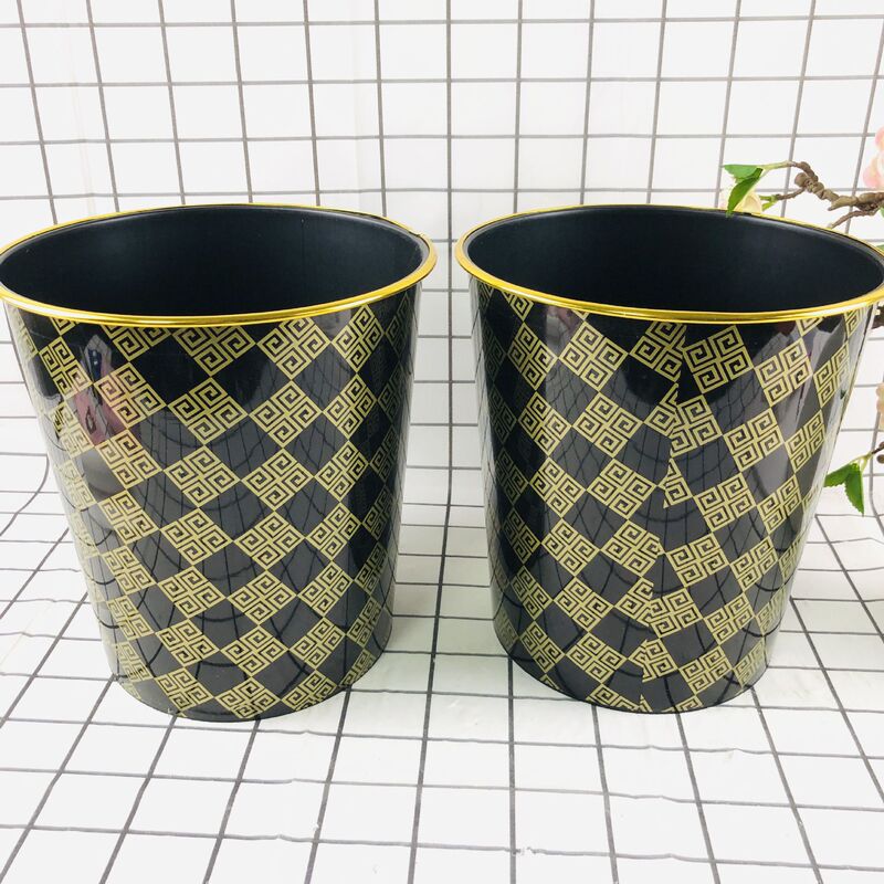 Trash bin Phnom Penh Household Trash Bin Black Commercial Bedside Uncovered Pattern Wholesale Toilet Trash Household Restaurant