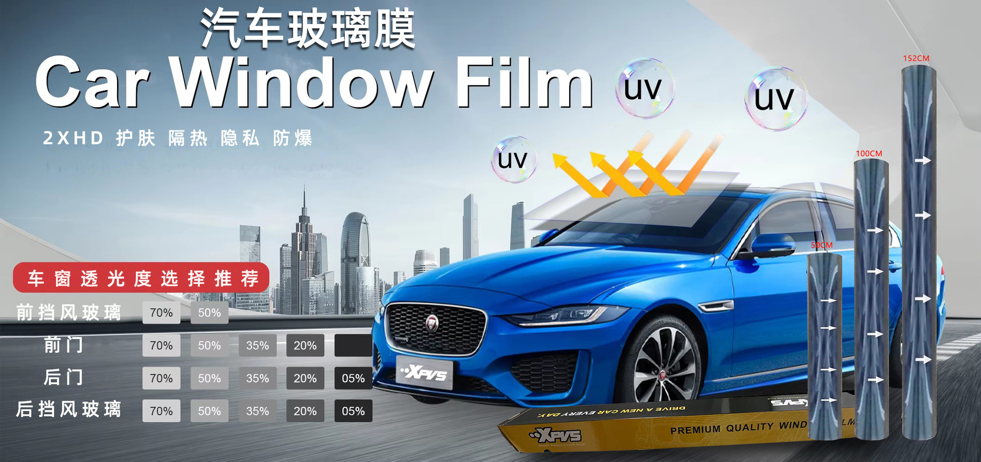 Car Glass Film 5g Ultra-High Definition Nano Titanium Nitride Ceramic Film Insulation Film 4Mil Safety Explosion-Proof Film Sunscreen Film