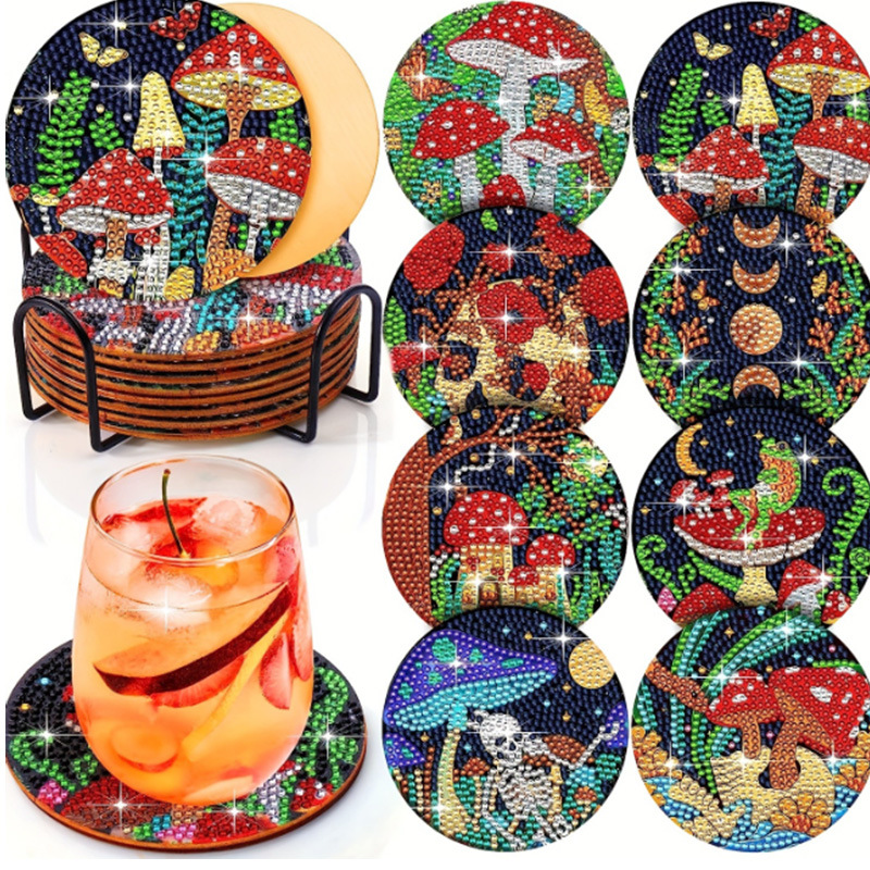 Personalizada taza de pintura de diamante transfronteriza almohadilla de taza de diamante redonda almohadilla mandala perimetral de pintura de diamante DIY