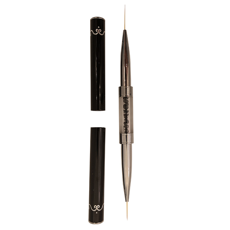 2022 metal negro de doble propósito dibujo línea pintura flor color pintura herramienta especial nail art pen traje en stock al por mayor