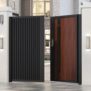 Aluminum Alloy Courtyard Door B&B Entrance Plastic Wood Double Door Villa Iron Solid Wood Garden Door Rural Outdoor Courtyard Door