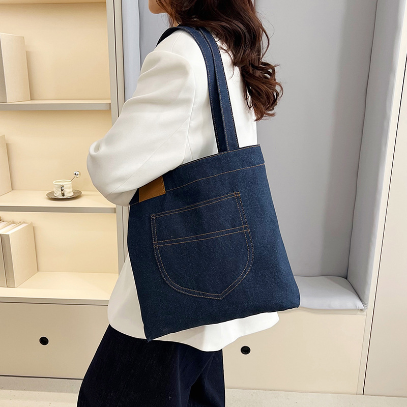 Bolso de lona de mezclilla retro ins bolso de hombro de gran capacidad para estudiantes que viajan a clase bolso de todo fósforo primavera