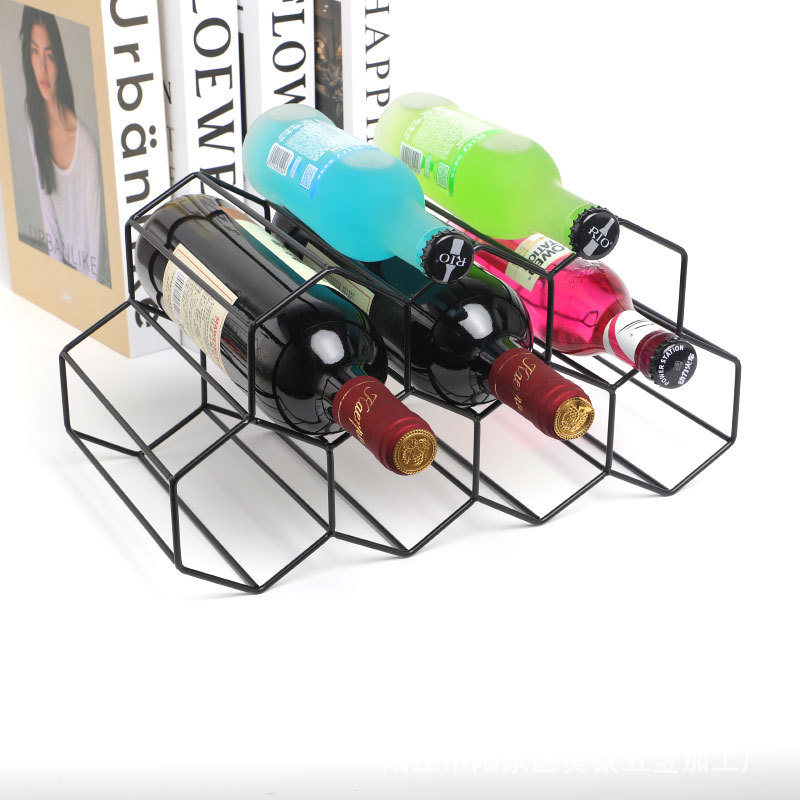 Estante del vino del hierro del metal del oro ins sala de estar estante de exhibición del gabinete del vino creativo panal estante del vino horizontal