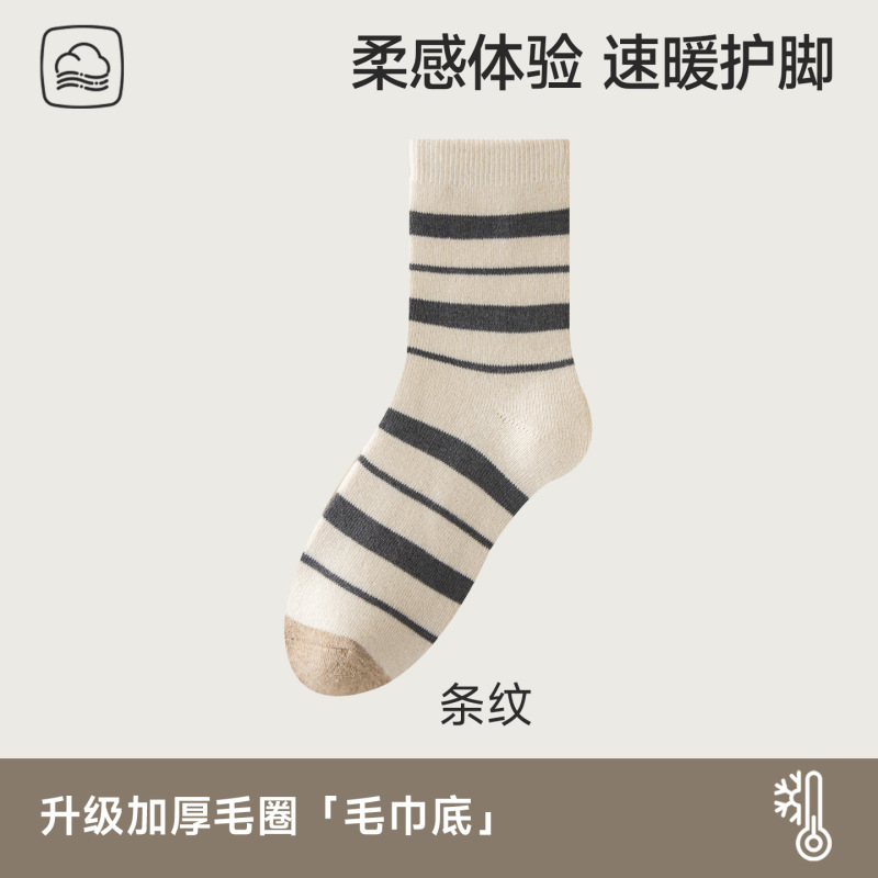 加厚毛圈秋冬新款女士中筒加后保暖毛巾底袜子批发|undefined