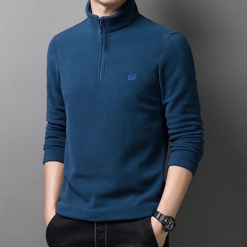 Autumn and Winter New Style Shaking Velvet Korean Style Half Turtleneck Double-Sided Fleece Men's Casual Bottoming Shirt Top Thickeneded Jacket