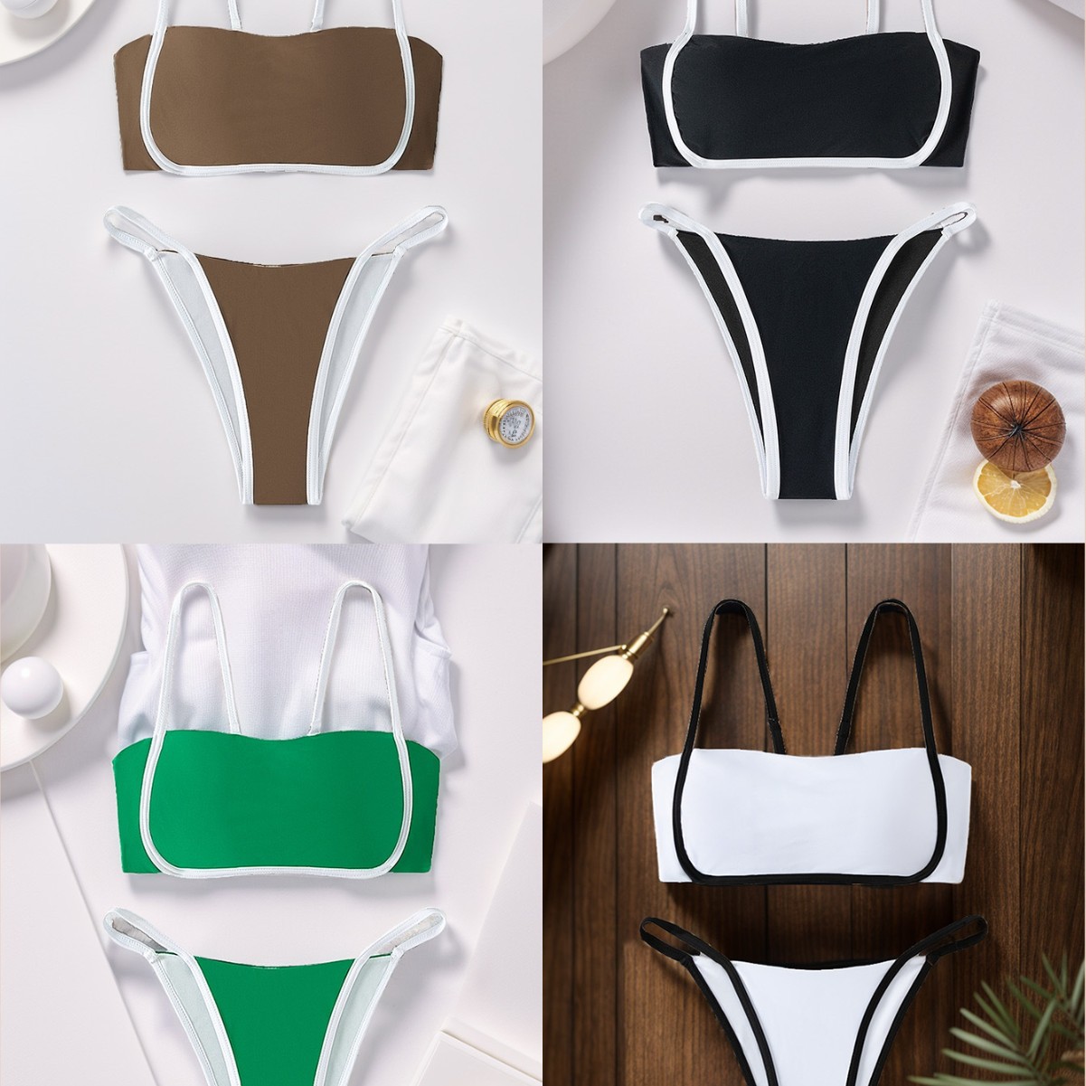 2024 new European and American sexy split swimsuit women's foreign trade beach fashion high-end hot girl bikini swimsuit