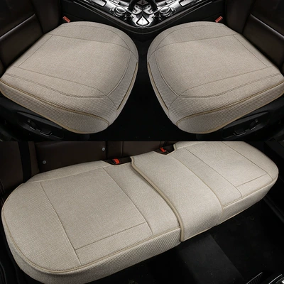 Cushion for Single Front Seat, Seat cushion, seat cover - beige-full-hemp-one-square-mat-in-the-front-row