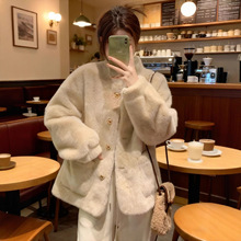 2025新款加厚外套女水貂绒皮毛一体毛毛皮草冬季短款韩系环保大衣