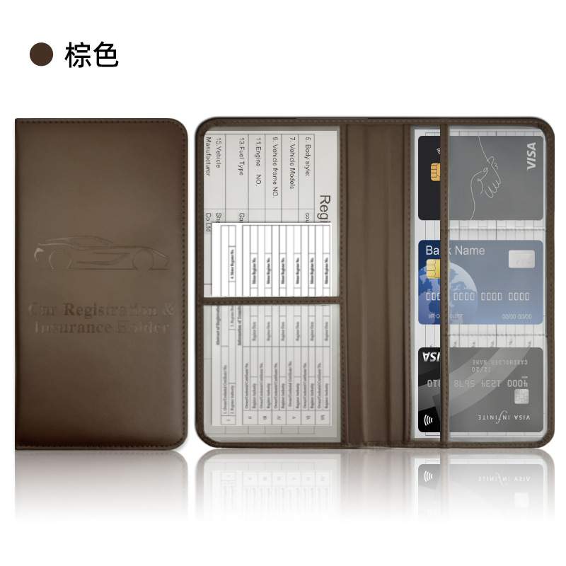 Transfronterizo temu licencia de conducir americana pu funda de cuero carpeta de registro de automóviles funda de archivo de información de seguro