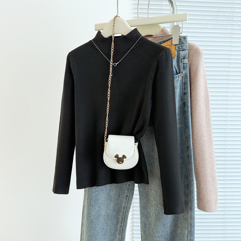 商品详情图_实拍原版半高领打底衫秋冬新款羊毛针织衫女百搭洋气