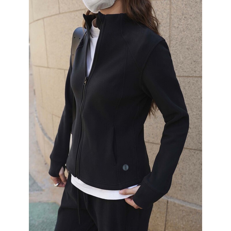 Louvre Winter New Korean Style Simple Sports Style Stand Collar Splicing Cutout Color Jacket Slim Short Jacket for Women