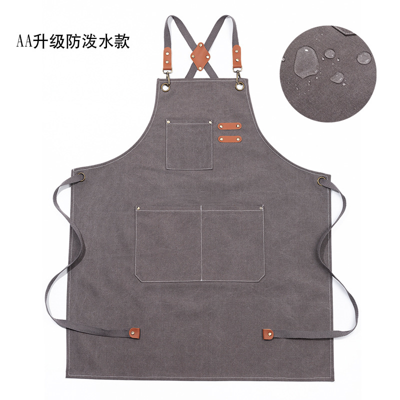 Cross-Border Thickened Cotton Canvas Plain Apron Coffee Tea Shop Apron Household Kitchen Gardening Work Clothes Small Apron