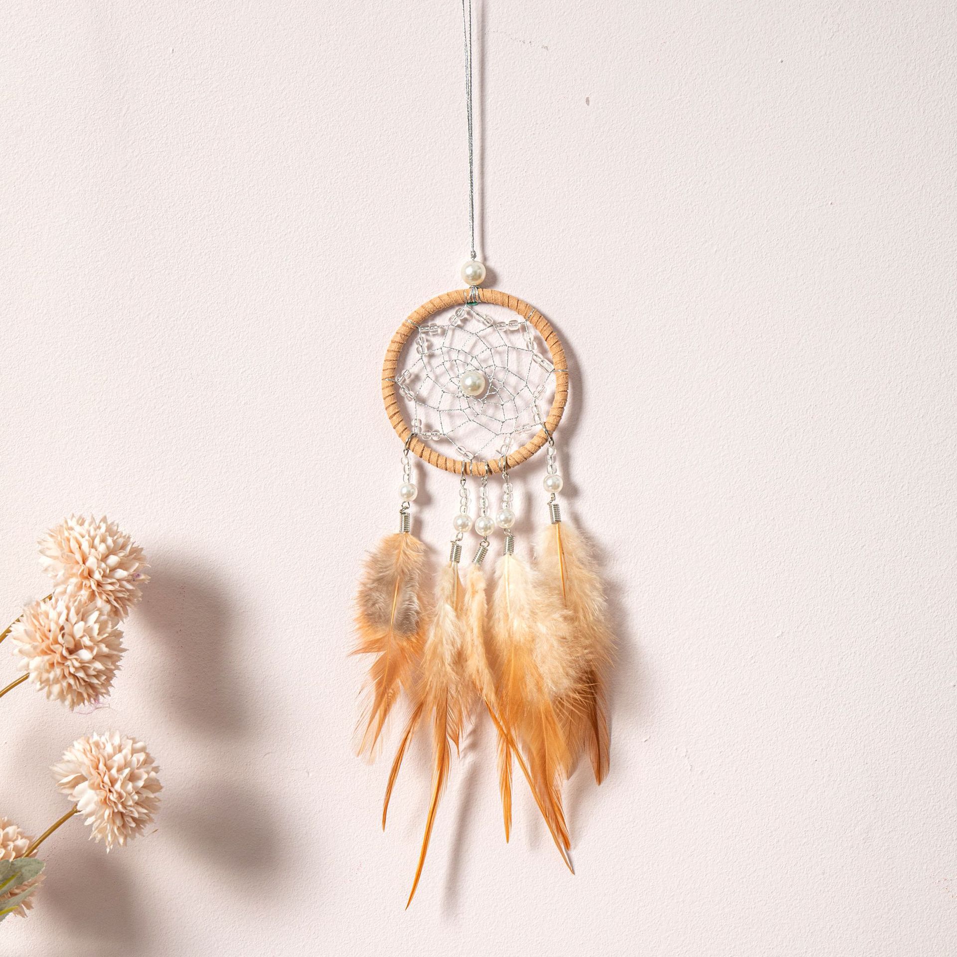 Transfronterizos de automóviles dreamcatcher red colgante bolsas decoración colgante decoración de automóviles plumas pequeños colgantes regalos de vacaciones