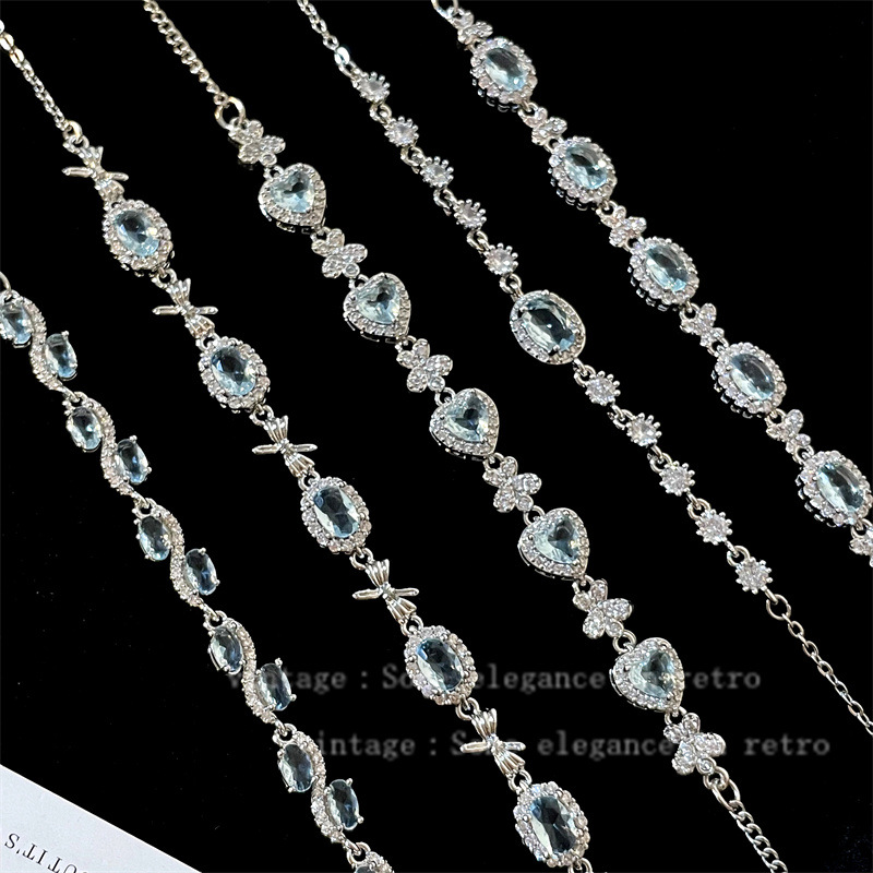 Sea Blue Treasure Cool Bracelet Women's New Chinese Niche Light Luxury High-value Elegant Bracelet All-match Daily Gift to Girlfriend