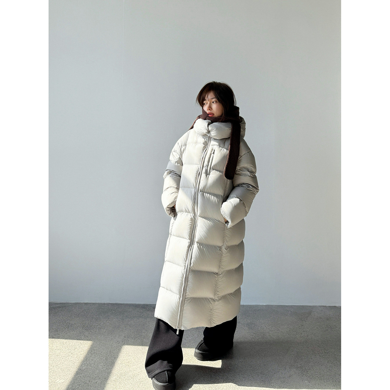 【王琪芝】怕冷救星90白鸭绒大被子连帽羽绒服女冬方糖长款外套