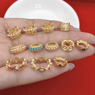 Color preserving ancient method of sand gold running ring Gankun ring red rope woven diy hand string finishing rings jewelry beads accessories