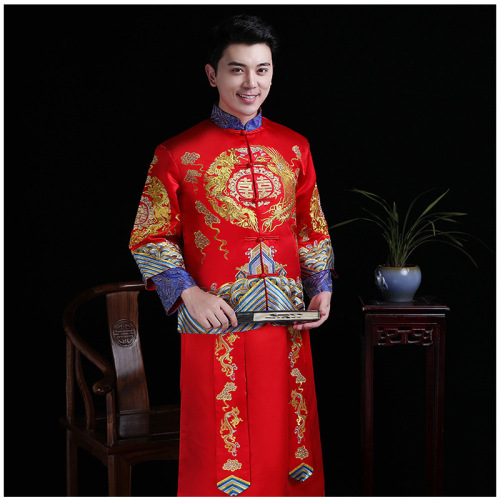 Xiuhe Chinese traditional wedding film cosplay clothing for male Groom dress Chinese wedding wedding robe Tang suit Chinese style Hanfu china dragon ancient gown