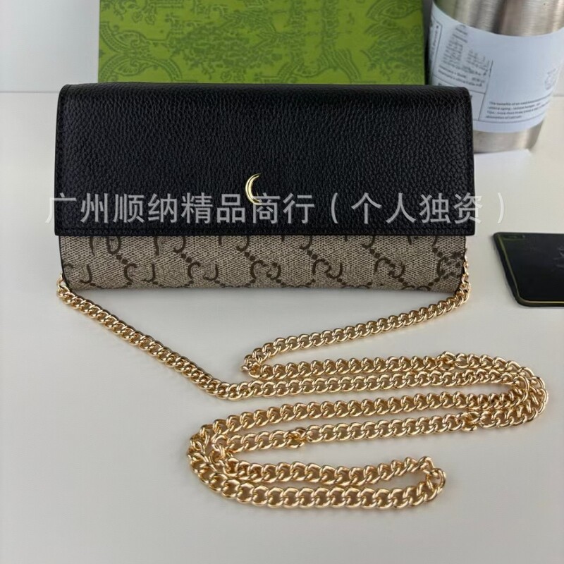 New Double g Home 1955 Series Crossbody Chain Bag Coin Purse Women's Fashion Chain Long Clutch Wallet