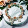 B40 orange blue jade broken bead blessing card butterfly bracelet