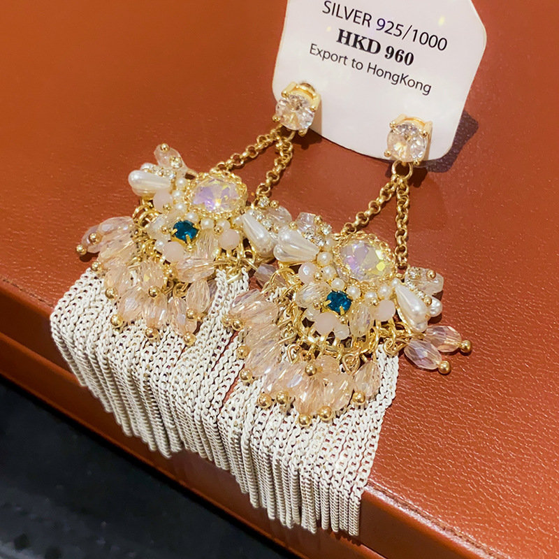 Oro real arco de perlas de aretes