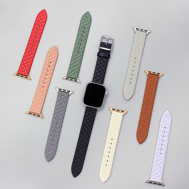 Suitable for iWatch Se Apple Watch Strap Apple Watch S11/S10/9 Cowhide Diamond Pattern Women's Model Suitable for iWatch Se Apple Watch Strap Apple Watch S11/S10/9 Cowhide Diamond Pattern Women's Model