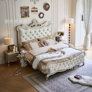 Luxury Master Bedroom Accessible Luxury French Bed Double Bed 1.8m European Bed High Back American Solid Wood Bed Modern Wedding Bed