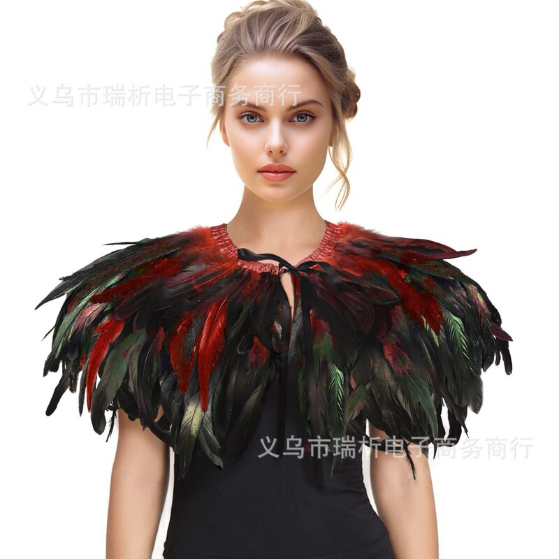 Women's feather shawl Crow feather collar Halloween Swan Lake Marine feisen witch costume accessories Women's feather shawl Crow feather collar Halloween Swan Lake Marine feisen witch costume accessories