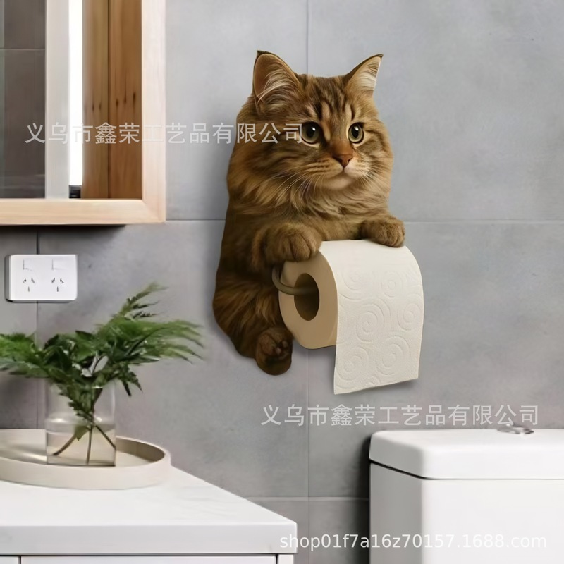 跨境爆款可爱猫咪纸巾架厕所家居装饰品树脂摆件高级感小众工艺品|undefined