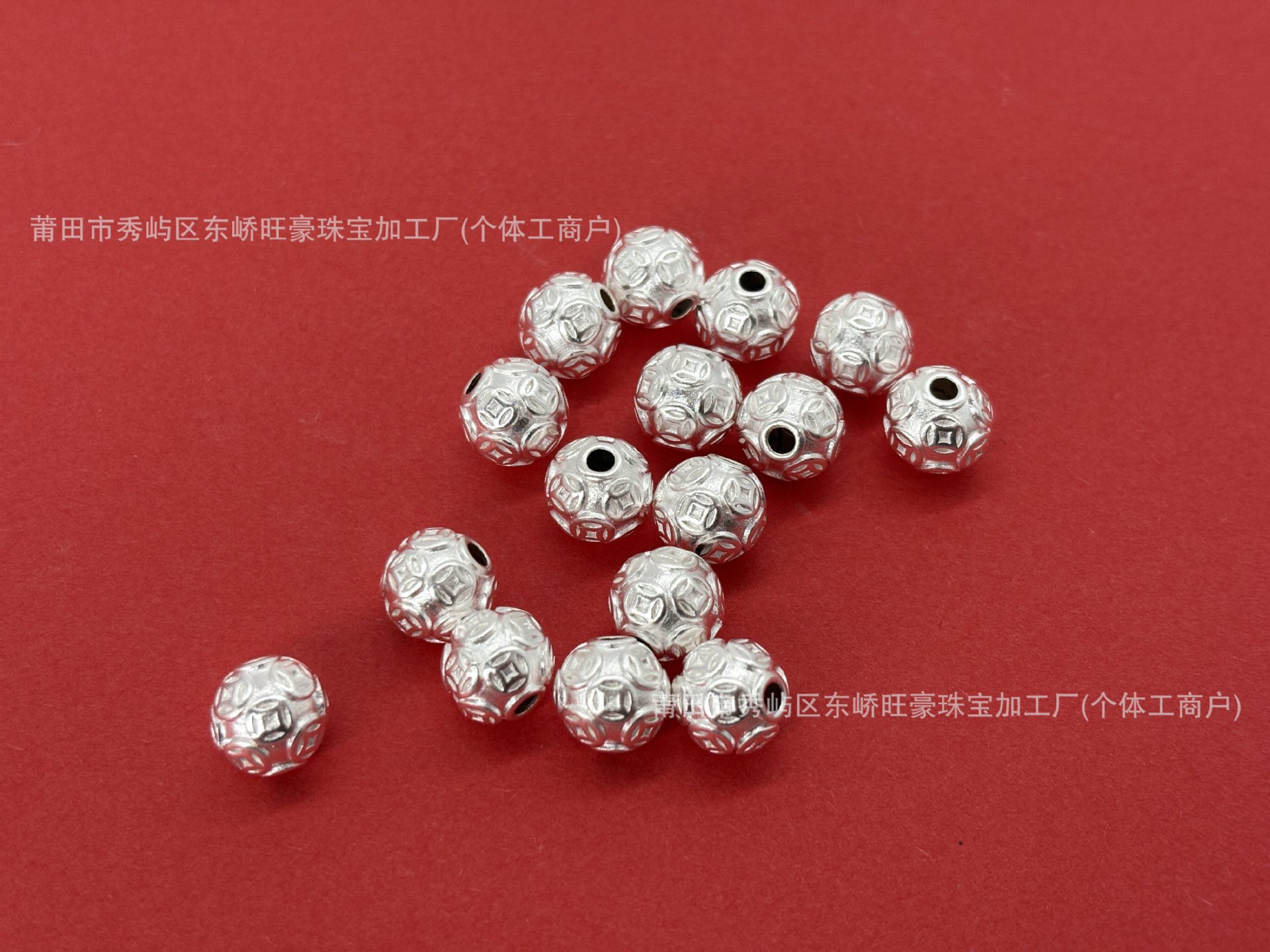 Pure Silver 999 Round Gold Coin Fortune Beads, Pure Silver 3D Craftsmanship Loose Beads, Spacer Beads, DIY Silver Jewelry Accessories, Braided Rope Bracelet, Hand String Bracelet