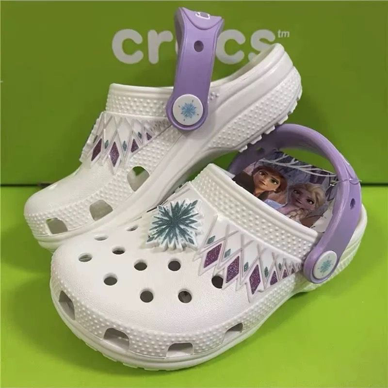 Cross Karlochi Frozen Cute Croc Shoes Girls Slippers Casual Beach Princess Shoes Croc Shoes 25