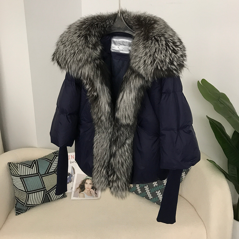 Women's Down Jacket With White Duck Down And Fur Short Coat_voghion.com