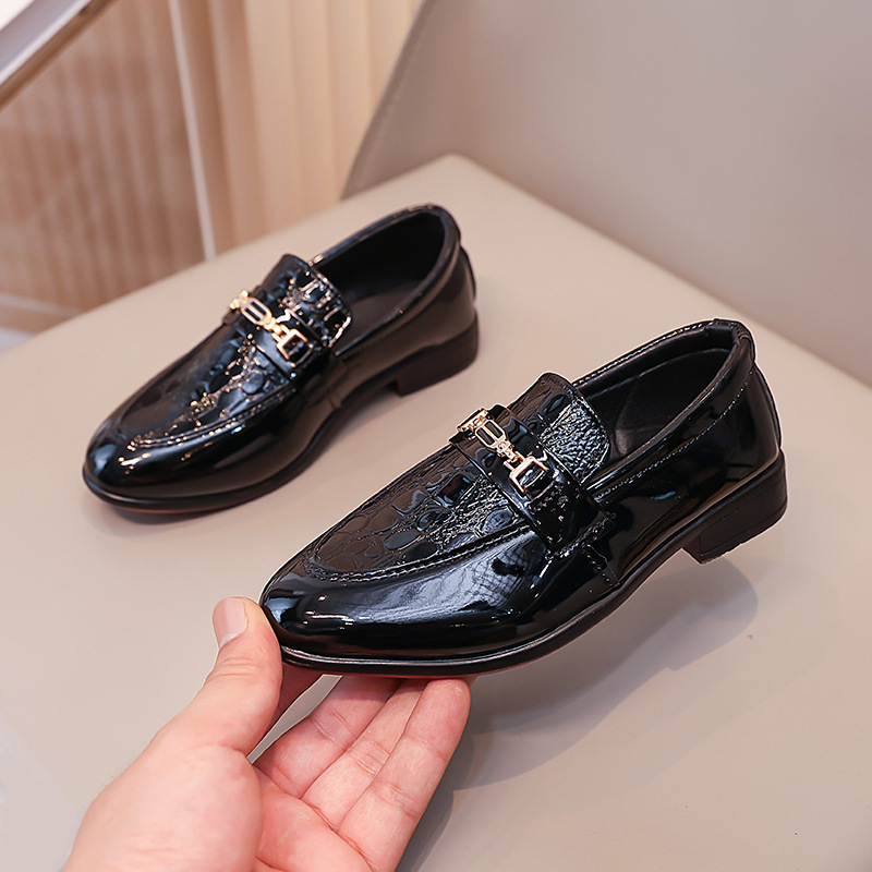 Children's Pointed Leather Shoes, Business Formal Wear, Boys' Leather Shoes, Flower Girl Host with Suit Dress Shoes, Accessible Luxury British Style