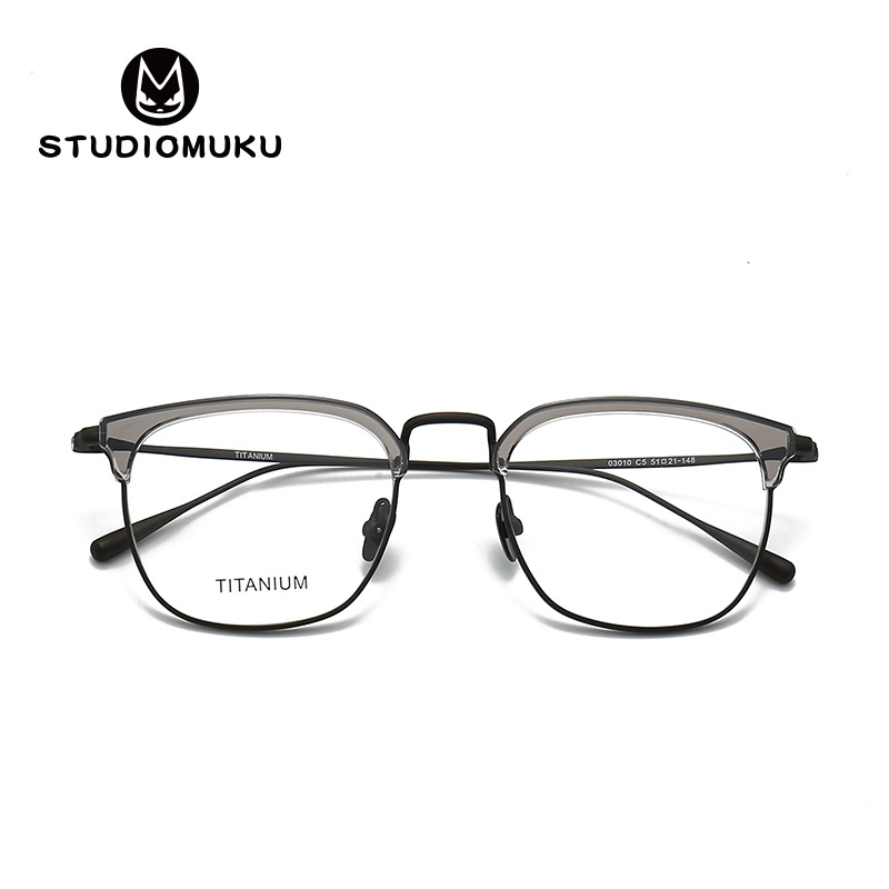 STUDIOMUKU gafas de madera cool todo el marco retro con un diseño fino y ligero gafas para la miopía de cejas