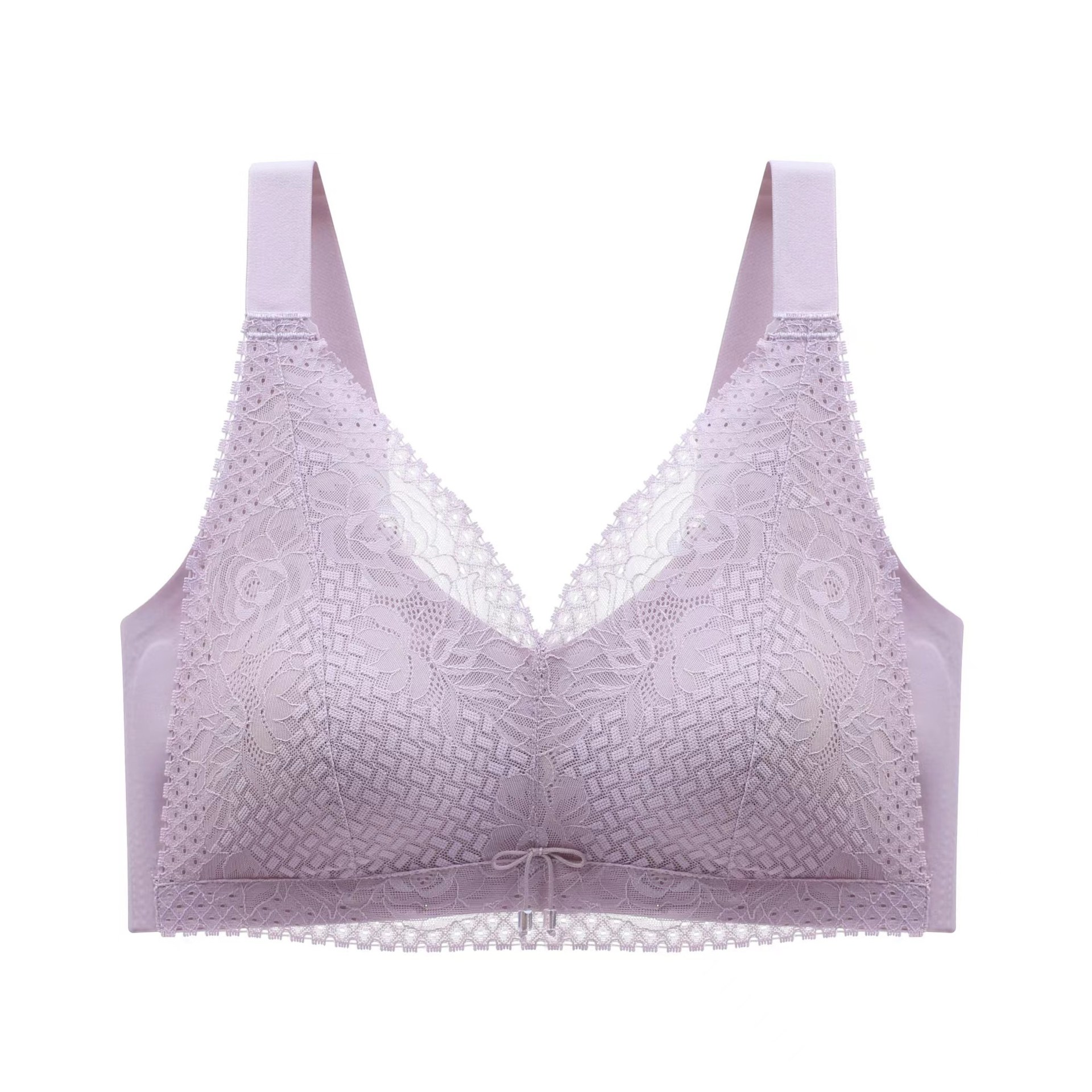 A26 Tailandia ropa interior de mantenimiento de látex de las mujeres profundo V encaje sin costuras sujetador inalámbrico sujetador de recolección de mama