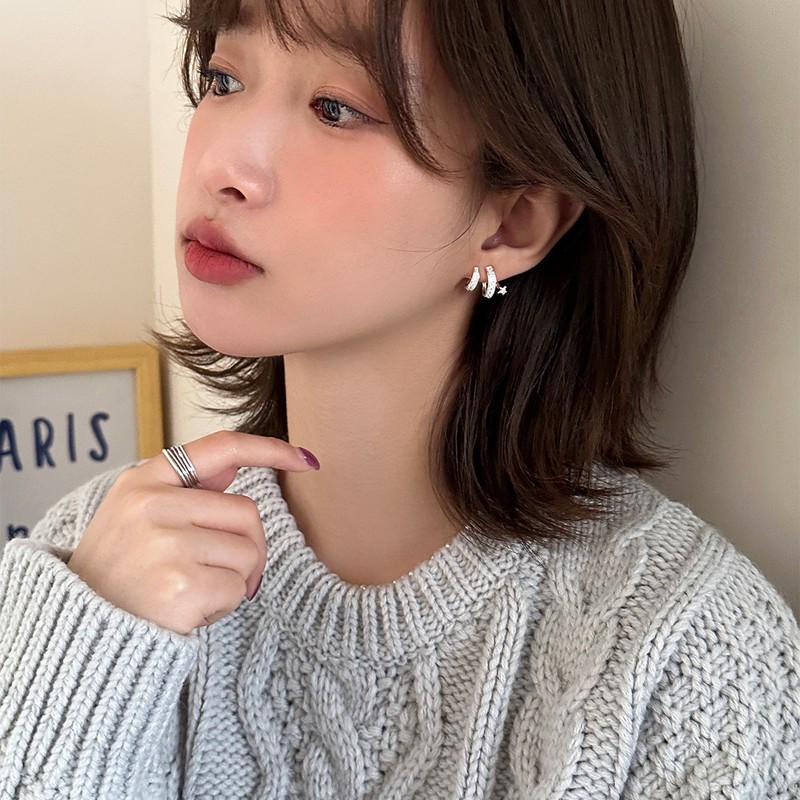 925 シルバー針流星イヤリング女性のための INS 韓国スタイルの美しいフラッシュジルコンイヤリングデザインスーパー妖精小さな新鮮なイヤリング|undefined