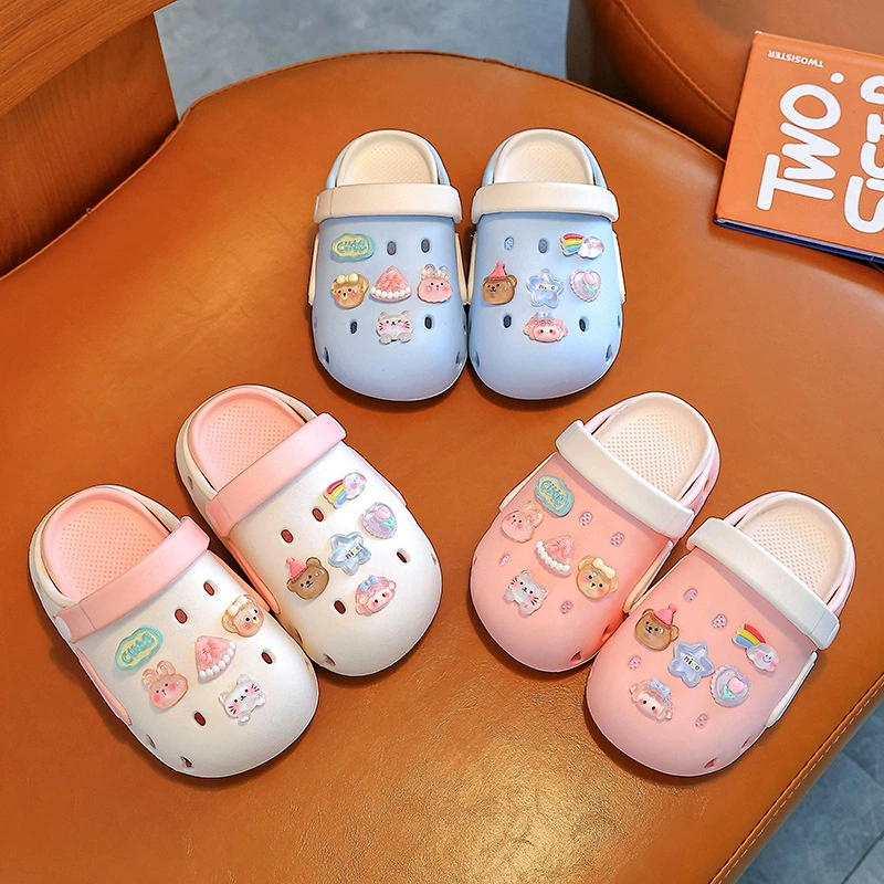 Симпатичные мультипликационные детские сандалии Летние детские туфли с дырками Макарон детские тапочки садовые туфли