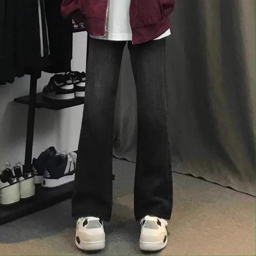 Negro recto 2024 primavera y otoño nuevo estilo americano calle alta suelta pantalones largos casuales marca de moda jeans para hombres