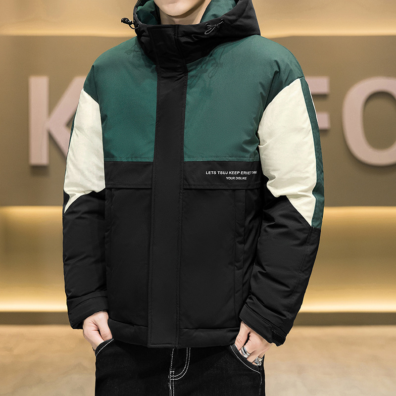Short warm men's velvet trend down jacket for students