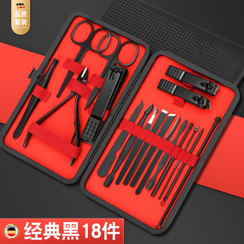 クロスボーダー爪切りマニキュアコンプリートセット黒と赤 24 ピース斜め爪切り 1 ピースマニキュアセット角質はさみ|undefined