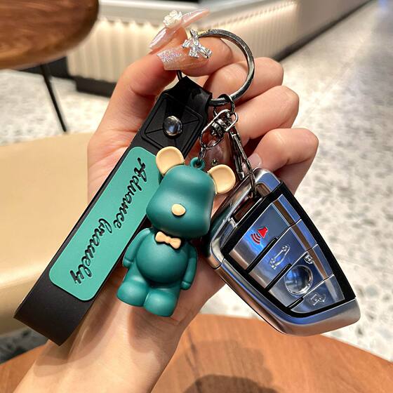 Trendy Nordic violence bow bear cute cartoon keychain creative ornaments car key chain couple backpack pendant