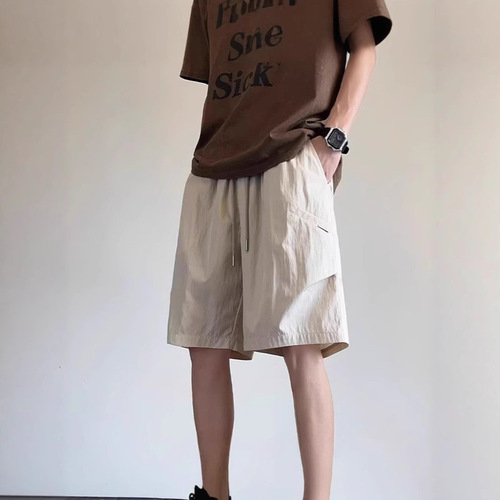 Men's Summer Work Shorts in American Trend Style, Versatile, Thin, Quick-Drying, Loose, Casual, Five-Finger Pants, 2025