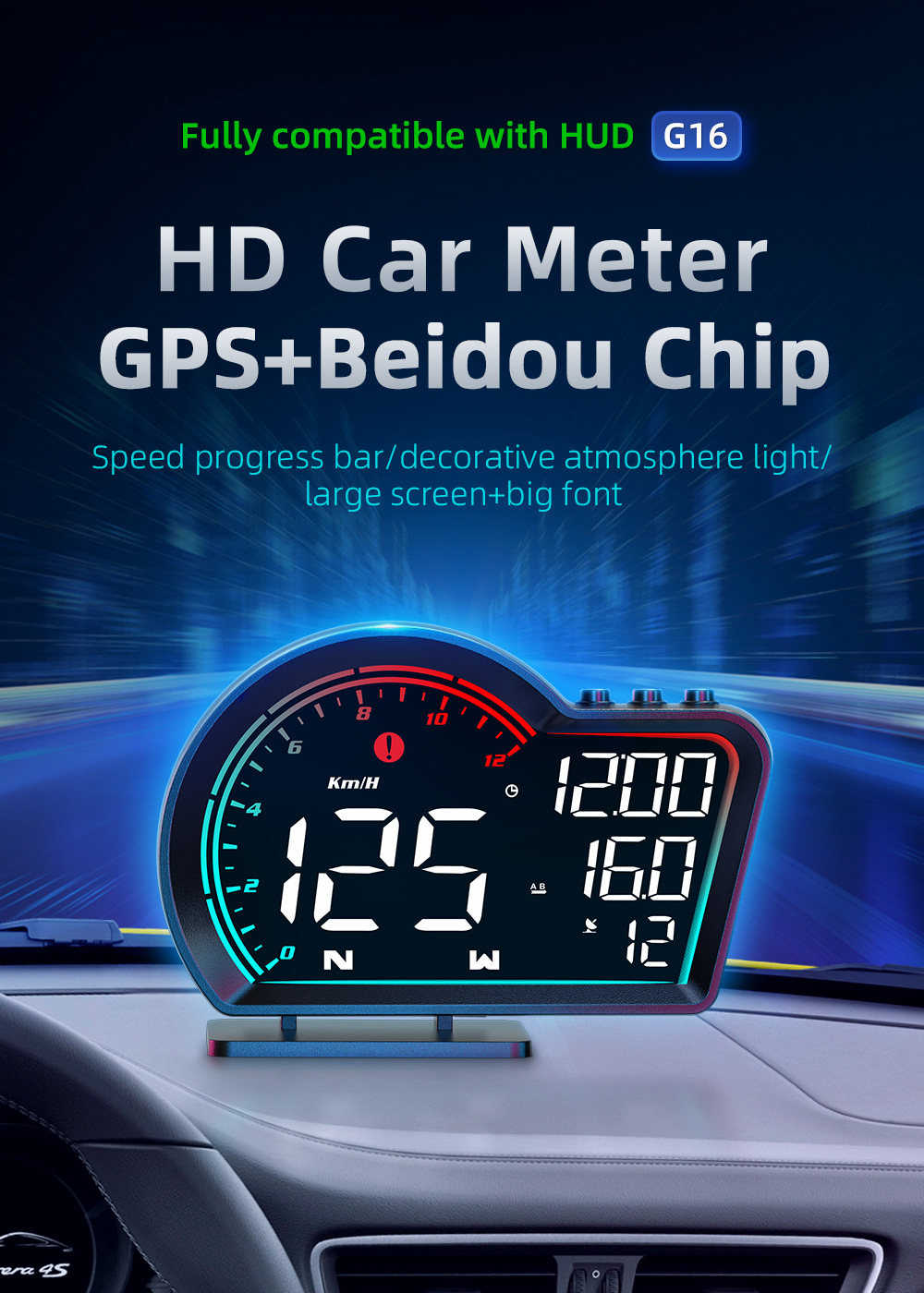 Car-mounted head-up display, universal GPS high-definition vehicle speed guide, head-up display HUD, electronic compass, altimeter