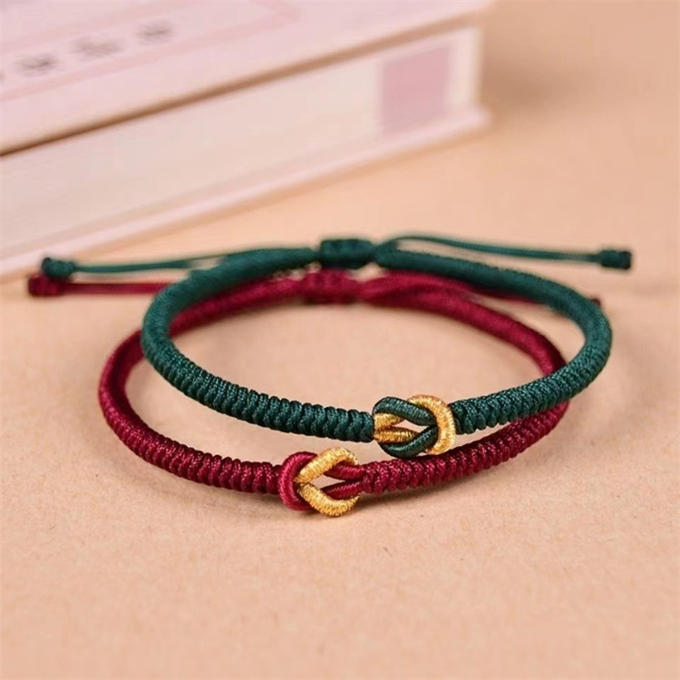 Factory wholesale hand-woven diamond knot couple bracelet a pair of men's and women's niche design simple hand rope gift