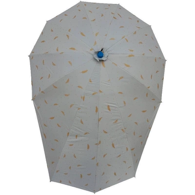 sun protection and UV protection — Elektromobil üçün ön şüşə çətiri (günlük) - grayish-white-gold-feather-vinyl-extended-umbrella-single-umbrella-without-stand
