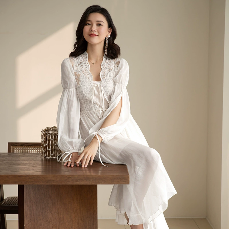 Распродажа: Комплект из двух предметов — свадебный халат «Спящая красавица» и платье для отпуска/путешествий. Изысканное мастерство, роскошный высококачественный дизайн.