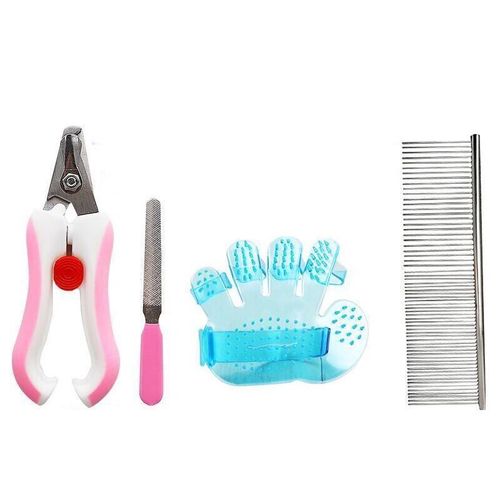Dog pet bath set Teddy comb steel comb flea comb cat hair removal comb straight comb nail clipper