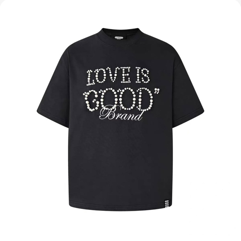 Old White Same Style Goodbrandloveisgood Pearl Slogan Short-Sleeve Heavyweight Unisex Couple T-Shirt Trendy Brand Old White Same Style Goodbrandloveisgood Pearl Slogan Short-Sleeve Heavyweight Unisex Couple T-Shirt Trendy Brand